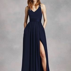 COPY - Vera Wang Charmeuse VNeck Bridesmaid - Midnight